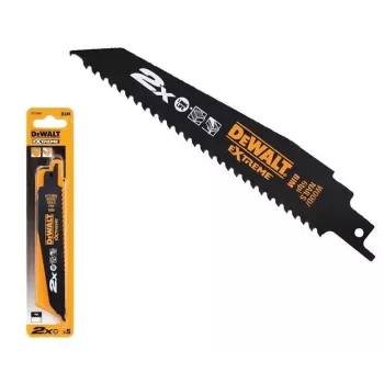 DEWALT DT2314L-QZ Extreme Bi-Metal Wyrzynarka Brzeszczot Zestaw, 5-częściowy, 152 mm, 6-14 TPI, Uniwersalny Trzpień 1/2 cala, do Drewna z Gwoździami, Metalu, Plastiku