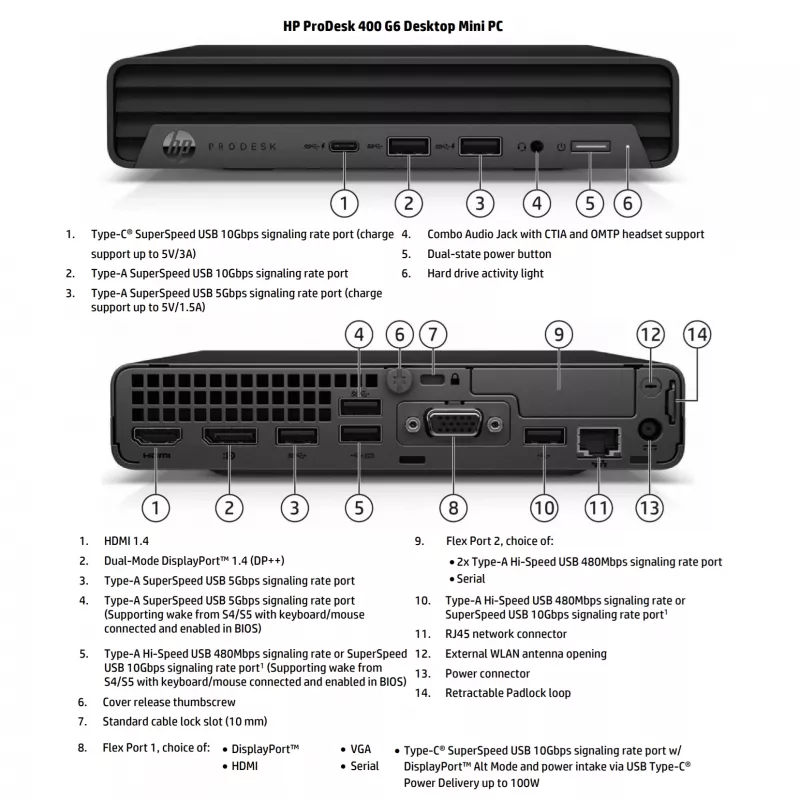 HP Renewed Grade A ProDesk 400 G6 Desktop Mini PC - Intel Core i5-10500T, 16GB RAM, 256GB SSD, Intel UHD Graphics 630, Windows 11 Pro