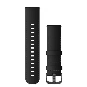 Garmin Quick Release Bands (22 mm) Czarna skóra ze szczotkowanym łupkowym okuciem