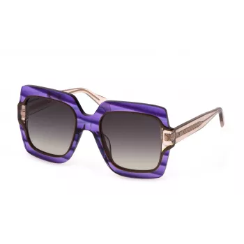 Okulary przeciwsłoneczne damskie JUST CAVALLI Butterfly SJC023V5309N5 - oprawka z acetylanu w kolorze havana z soczewkami gradientowymi w kolorze szarym