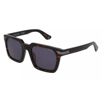 POLICE Męskie okulary przeciwsłoneczne SPLP29-52722Y w kształcie prostokąta, Havana/Brąz, ochrona UV400