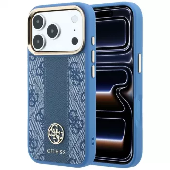 Guess 4G Stripe Round Classic Logos MagSafe etui na iPhone 18 Pro Max / 17 Pro Max - niebieski