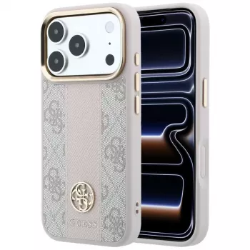 Guess 4G Stripe Round & Classic Logos MagSafe etui do iPhone 18 Pro / 17 Pro - różowe