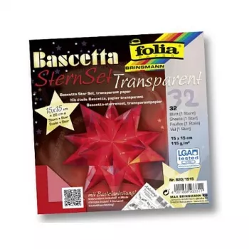 Zestaw papieru origami Folia Bascetta Star, 32 arkusze, 15 x 15 cm, różne kolory, 80 gsm, matowy