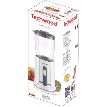 Techwood TBL-201 1,5 l blender stołowy, 300 W, ostrza ze stali nierdzewnej, kruszenie lodu, biały