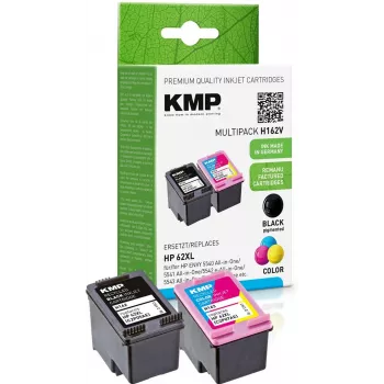 KMP 1741.400500 MultiPack Czarny i Trójkolorowy Tusz do Drukarek Kompatybilny z HP 62XL (C2P05AE/C2P07AE) - 2 sztuki