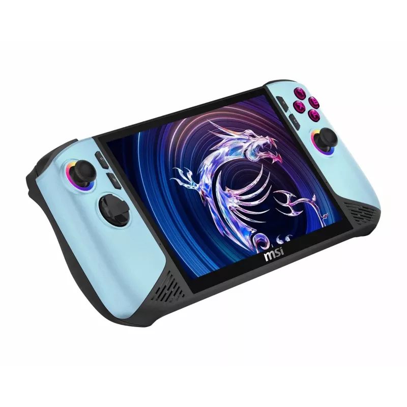 MSI Claw 8 AI+ A2VM Glacier Blue Edition-254PL Przenośny komputer do gier - Intel Core Ultra 7 258V, 32GB LPDDR5x, 1TB SSD, 8 cali FHD 120Hz dotykowy ekran, Intel Arc Graphics, Windows 11 Home