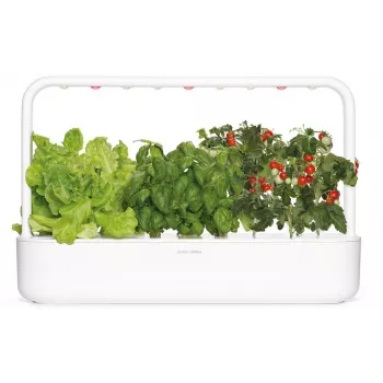Click & Grow Smart Garden 9 Indoor Ogród Ziołowy i Warzywny z LED Grow Lights, Samonawadniający, 9 Kapsułek Roślinnych, Biały