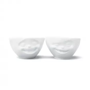 FIFTYEIGHT PRODUCTS Komplet misek 200ml - Śmiejąca się i Mrugająca, Biały (2 szt.)