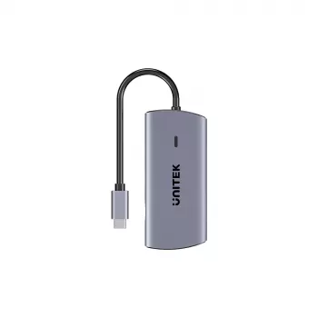 UNITEK USB-C 6-w-1 Hub Multiport | 3x USB-A 5Gbps | PD 100W | HDMI 4K@30Hz | RJ45 Gigabit Ethernet | Kosmiczna szarość