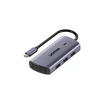 UNITEK USB-C 6-w-1 Hub Multiport | 3x USB-A 5Gbps | PD 100W | HDMI 4K@30Hz | RJ45 Gigabit Ethernet | Kosmiczna szarość