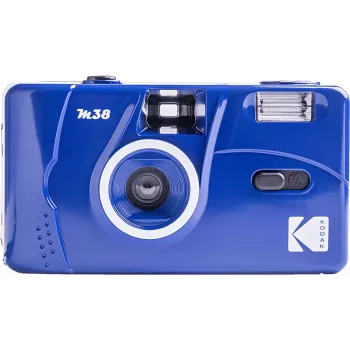 Kodak M38 Wielorazowy Aparat na Film 35mm z Lampą Błyskową, Stała Ostrość, Klasyczny Niebieski