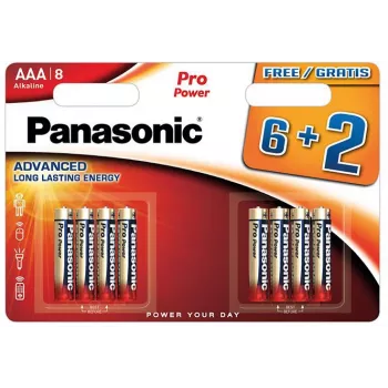 Panasonic Pro Power AAA baterie alkaliczne LR03 8 szt. (6+2 gratis)