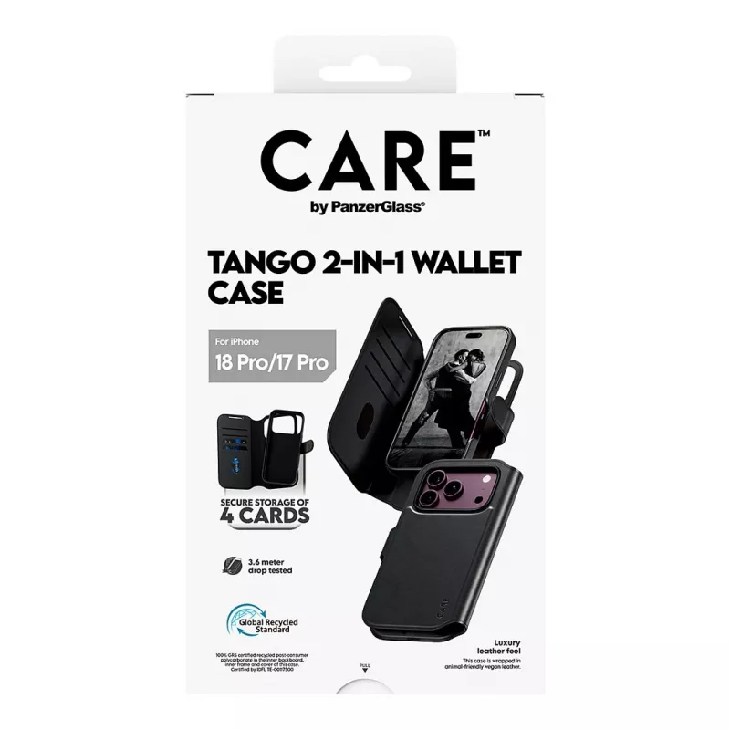 CARE™ by PanzerGlass® Tango 2-in-1 Portfelowe etui Czarny z MagSafe dla iPhone 18 Pro / 17 Pro
