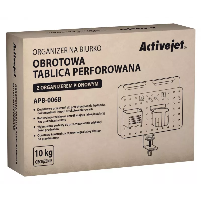 Activejet APB-006B Obrotowy perforowany organizer biurkowy z pionowym uchwytem na dokumenty, czarny