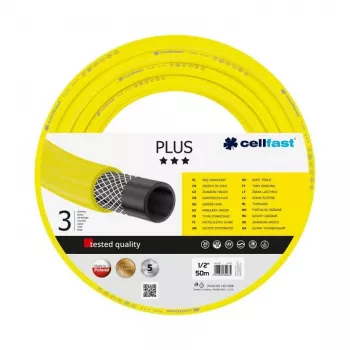 CELLFAST 10-201 ECONOMIC Wąż ogrodowy 50 m, 1/2 inch, 3-warstwowy PVC, żółty, do użytku naziemnego