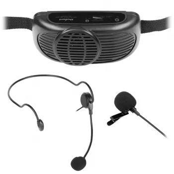 REBEL Przenośny system karaoke z mikrofonem, Bluetooth 5.0, głośnik 5W, zmiana głosu i efekty świetlne LED | LEC-MIK0041
