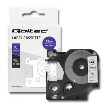 Taśma etykietująca Qoltec do Dymo D1 45013, 12 mm x 7 m, biała z czarnym nadrukiem