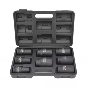 Zestaw nasadek udarowych głębokich AWTOOLS AW38855, 3/4 cala, 8-częściowy, metryczny, 24-41mm, Cr-Mo, 6-kątny, długi, czarny fosforanowany, DIN 3121, w walizce formowanej