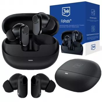 3mk FitPods BT 6.0 True Wireless Stereo Słuchawki douszne z etui ładującym, Bluetooth 5.0, sterowanie dotykowe, IPX4, czarny