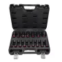 AWTOOLS 16-elementowy zestaw długich nasadek udarowych 1/2 cala, 10-32 mm, Cr-Mo, czarny fosforanowany, z walizką - Black Line