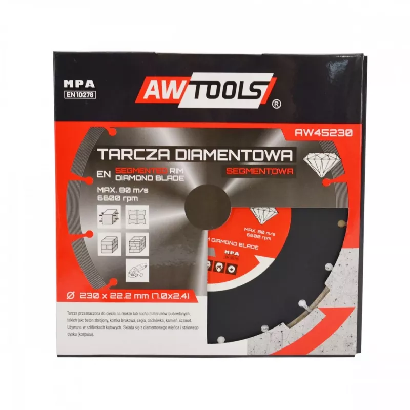 AWTOOLS AW45351 Diamentowa tarcza do szlifowania kubkowa 125 mm z segmentem turbo do betonu, muru, kamienia - szlifowanie na sucho, otwór 22,23 mm