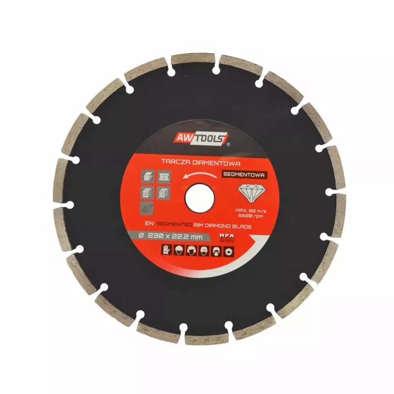 AWTOOLS AW45351 Diamentowa tarcza do szlifowania kubkowa 125 mm z segmentem turbo do betonu, muru, kamienia - szlifowanie na sucho, otwór 22,23 mm