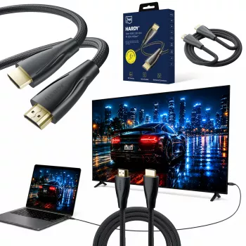 3mk Hardy Kabel HDMI 2.1 0,5 m Ultra High Speed 48 Gb/s 8K60Hz 4K120Hz eARC VRR ALLM Czarny