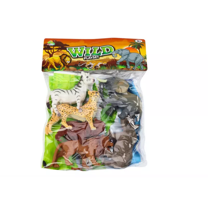 LEAN TOYS Zestaw 6 figurek dzikich zwierząt, słoń, lew, nosorożec, tygrys, zebra, żyrafa