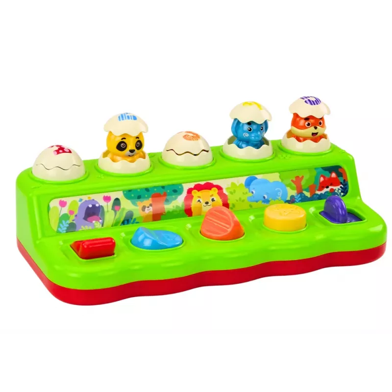 LEAN TOYS Pop Up Animals Edukacyjny panel aktywności z dźwiękami dla maluchów 12+ miesięcy