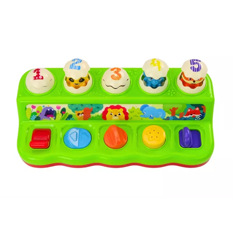 LEAN TOYS Pop Up Animals Edukacyjny panel aktywności z dźwiękami dla maluchów 12+ miesięcy