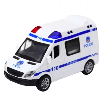 LEAN TOYS Samochód policyjny i karetka - pojazdy ratunkowe napędzane tarciem z światłami i dźwiękami, otwierane drzwi, mieszany asortyment