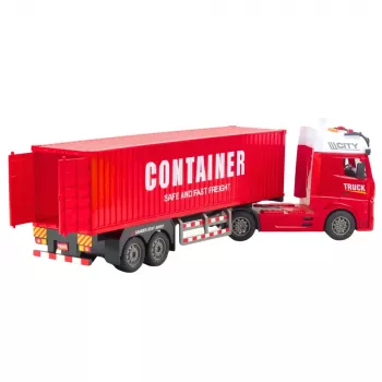 LEAN TOYS Ciężarówka transportowa z kontenerem, światła i dźwięki, czerwona
