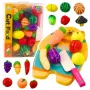 LEAN TOYS Zestaw edukacyjny deska do krojenia owoców i warzyw z nożem dla dzieci