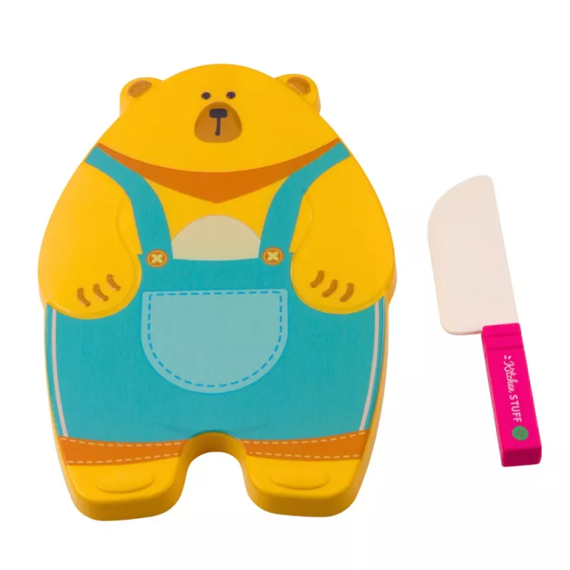LEAN TOYS Zestaw edukacyjny deska do krojenia owoców i warzyw z nożem dla dzieci