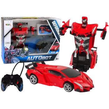 LEAN TOYS Samochód Robot 2-w-1 Zdalnie Sterowany Pojazd RC Czerwony