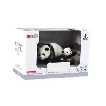 LEAN TOYS Zestaw 2 figurek pandy z młodym pandą, seria Zwierzęta Świata