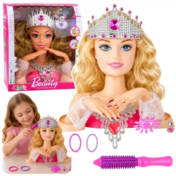 LEAN TOYS Beauty Fashion Styling Head Lalka z akcesoriami, blond włosy, 25 cm, dla dzieci 3+