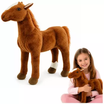 LEAN TOYS Brązowy pluszowy koń, pluszowa zabawka do przytulania 40 cm