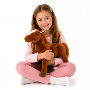 LEAN TOYS Brązowy pluszowy koń, pluszowa zabawka do przytulania 40 cm