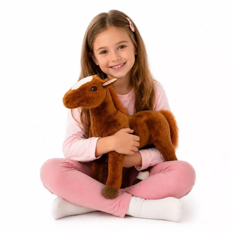 LEAN TOYS Brązowy pluszowy koń, pluszowa zabawka do przytulania 40 cm