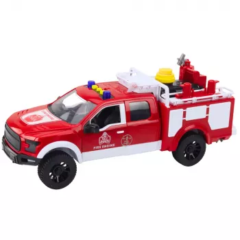 LEAN TOYS Wóz strażacki z funkcją wody, światłami i dźwiękami, biało-czerwony, 1:12