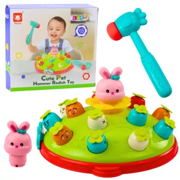 LEAN TOYS Gra zręcznościowa Uderz marchewki młotkiem Skaczący królik