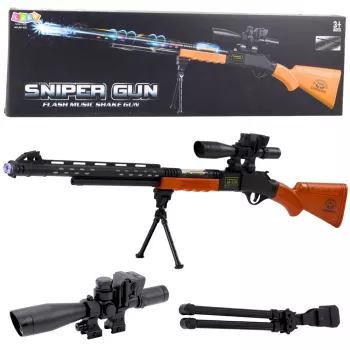 LEAN TOYS Zabawkowy karabin snajperski AK-528 z celownikiem, statywem, światłem i dźwiękiem