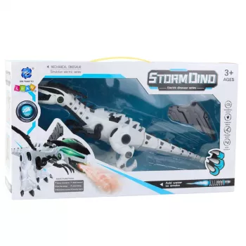 LEAN TOYS Zasilany bateryjnie robot dinozaur z ruchomymi skrzydłami, światłem i dźwiękiem, biały