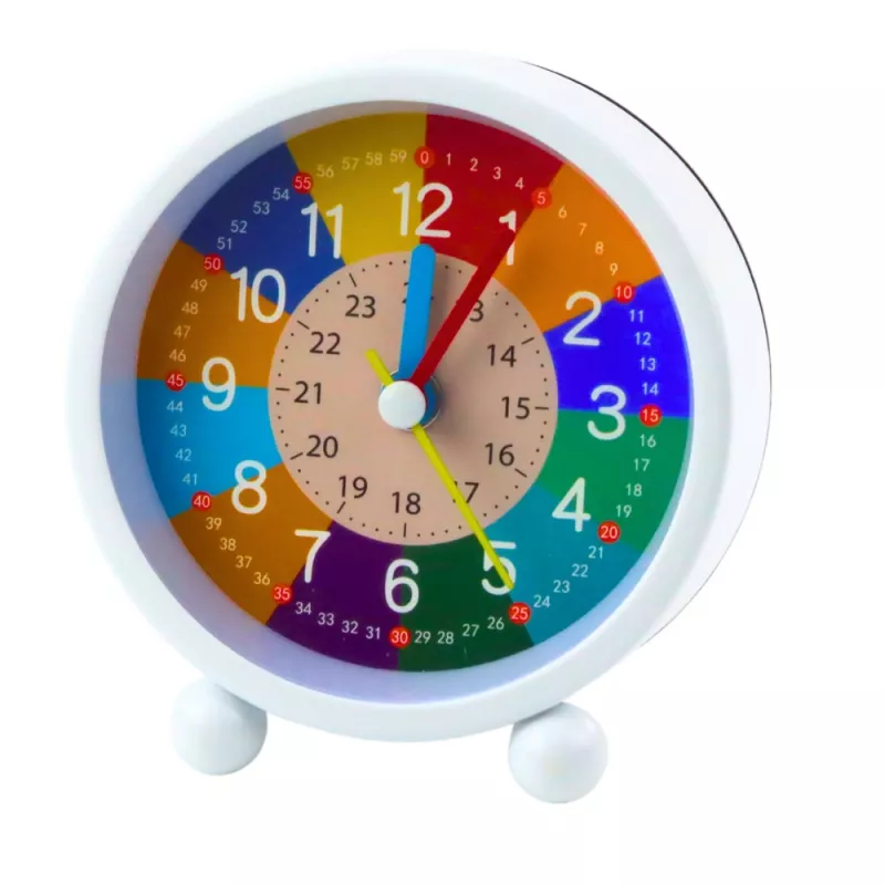 LEAN TOYS Edukacyjny budzik dla dzieci - Niebieski analogowy kwarcowy z cichym sekundnikiem, tarczą do nauki minut i sekund, funkcją drzemki i podświetleniem, 9 cm
