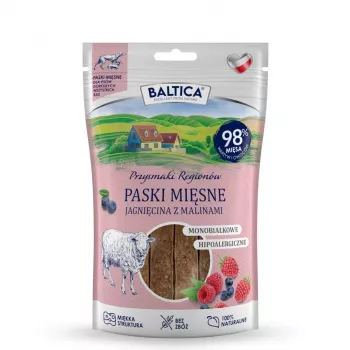 BALTICA Meat Strips z jagnięciną i malinami – przysmak dla psa bez zbóż – 90 g