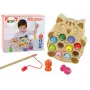 LEAN TOYS Drewniana gra w łowienie rybek z 2 wędkami Kociak