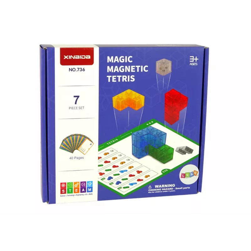 LEAN TOYS Magic Magnetic Cube 7 Elements - Magnetyczna układanka 3D, 7 elementów, wielokolorowa, zabawka edukacyjna dla dzieci od 6 lat