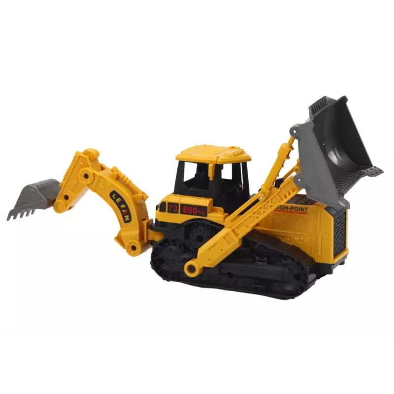 LEAN TOYS Gąsienicowa koparka pojazd budowlany z 2 łyżkami żółty
